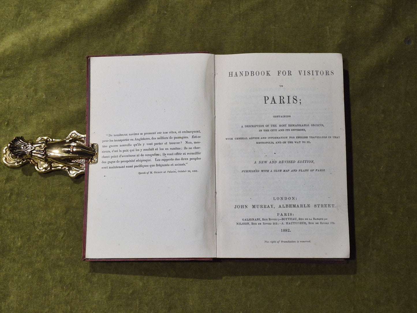 Handbook for Visitors to Paris - John Murray 1882 HB4