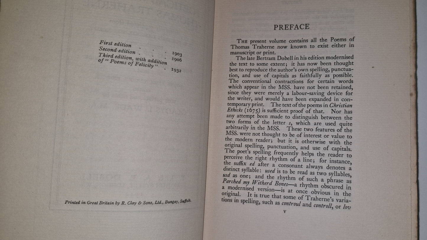Poetical Works of Thomas Traherne (1932) [P J & A E Dobell] Hb Book7
