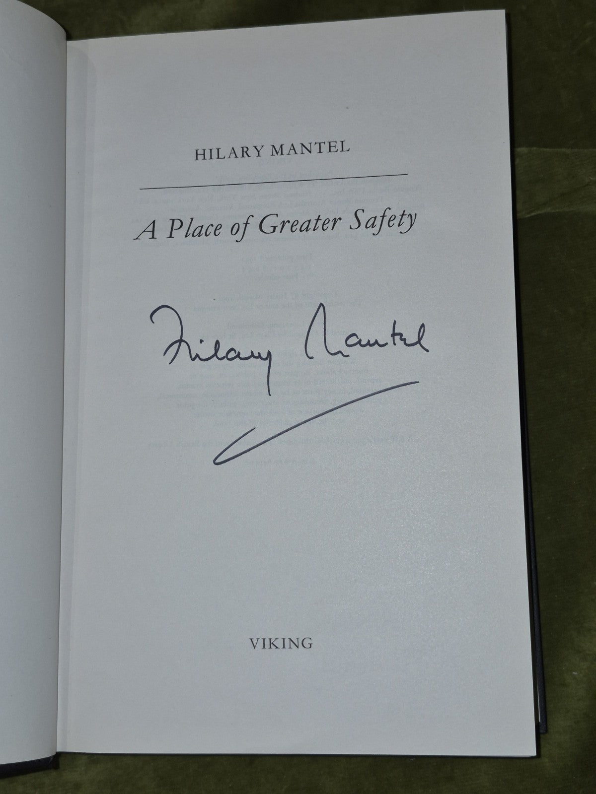 Hilary Mantel A Place of Greater Safety First Edition First Printing SIGNED Mint8