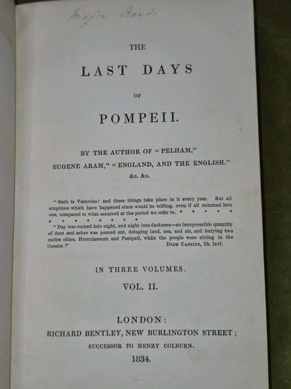 The Last Days Of Pompeii by Lord Lytton 3 volumes 1834 1st Edition8