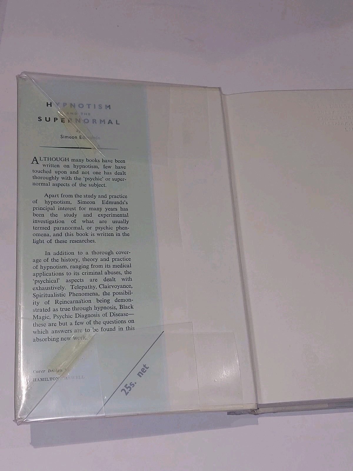 Hypnotism & the Supernormal  Simeon Edmunds  1961 Aquarian Press 1st Hb Book 2