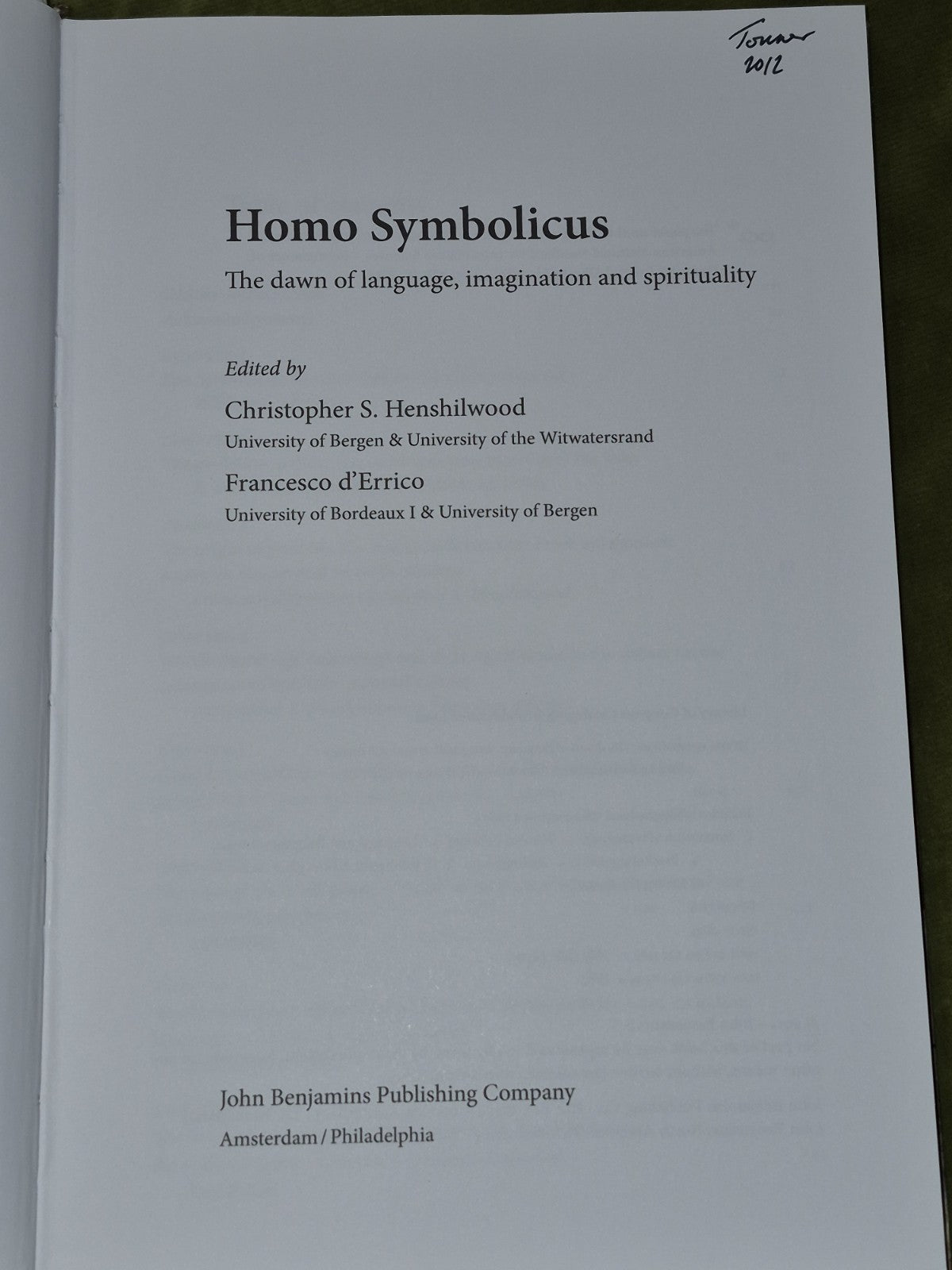 Homo Symbolicus: The Dawn of Language, imagination (2011) Henshilwood, d'Errico3