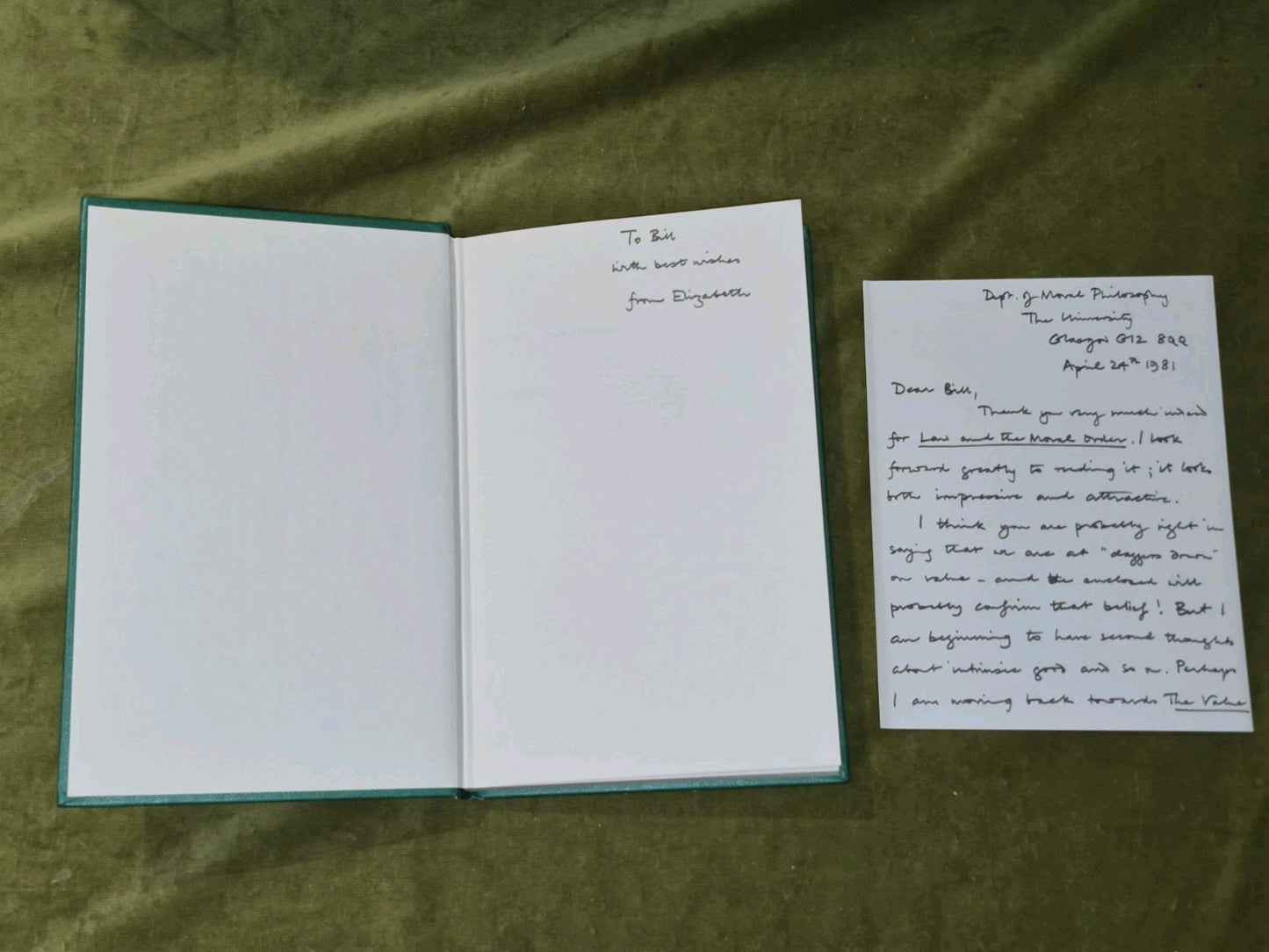 Happiness Elizabeth Telfer 1980 Hardcover SIGNED Letter3