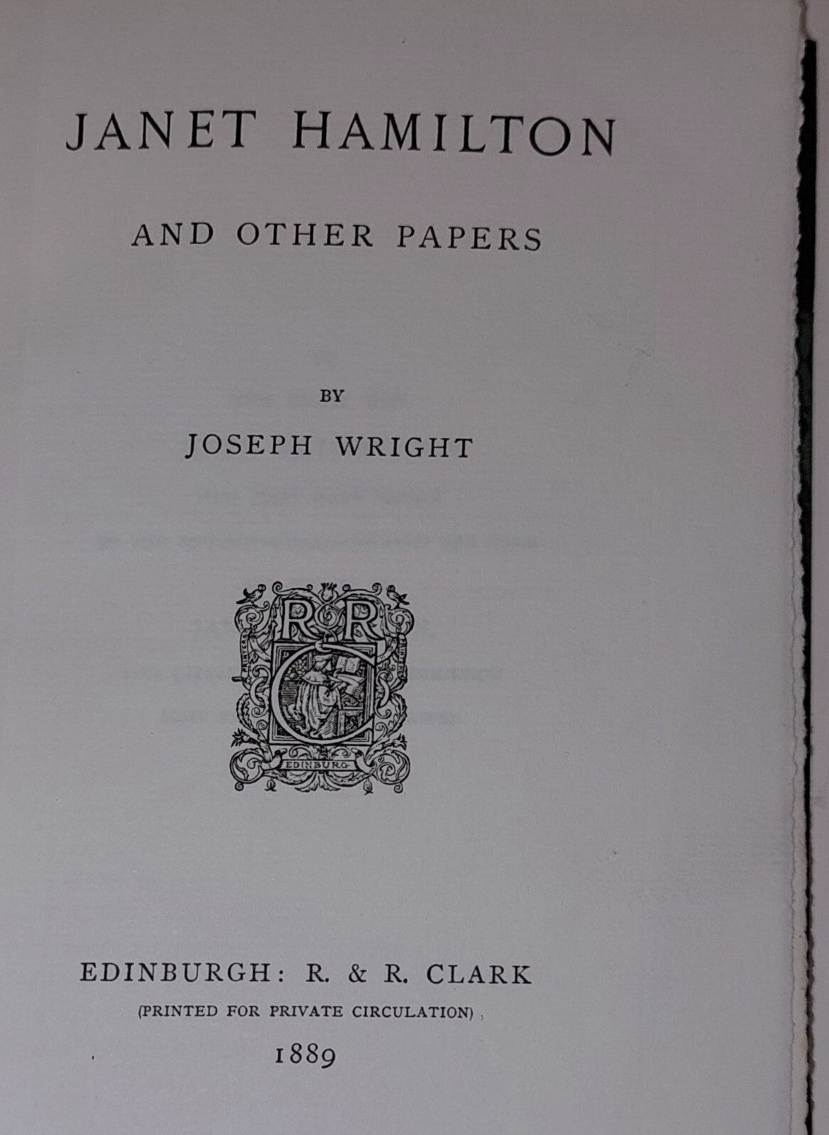 Janet Hamilton And Other Papers By Joseph Wright (1889) Antiquarian Book4
