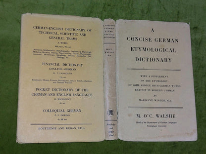 A Concise German Etymological Dictionary by Walshe - Pub: Routledge 19512