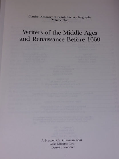 Concise Dictionary of British Literary Biography, 8 Volume Set (1992)7