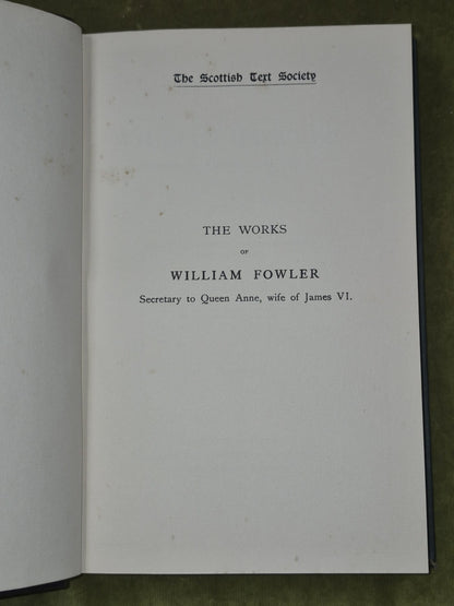 Works of William Fowler Scottish Text Society Complete Set 3 Vols 1914-193910