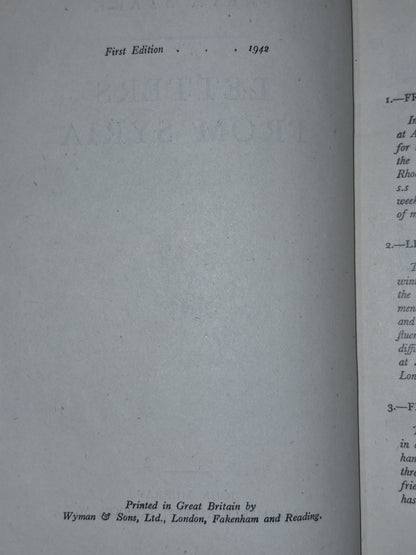 Freya Stark Letters from Syria SIGNED First Edition 19425