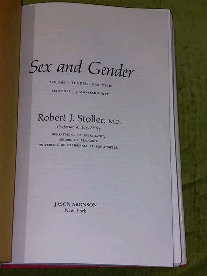 Robert J. Stoller  Sex And Gender (1974) [Jason Aronson] Hb With Dj Book4