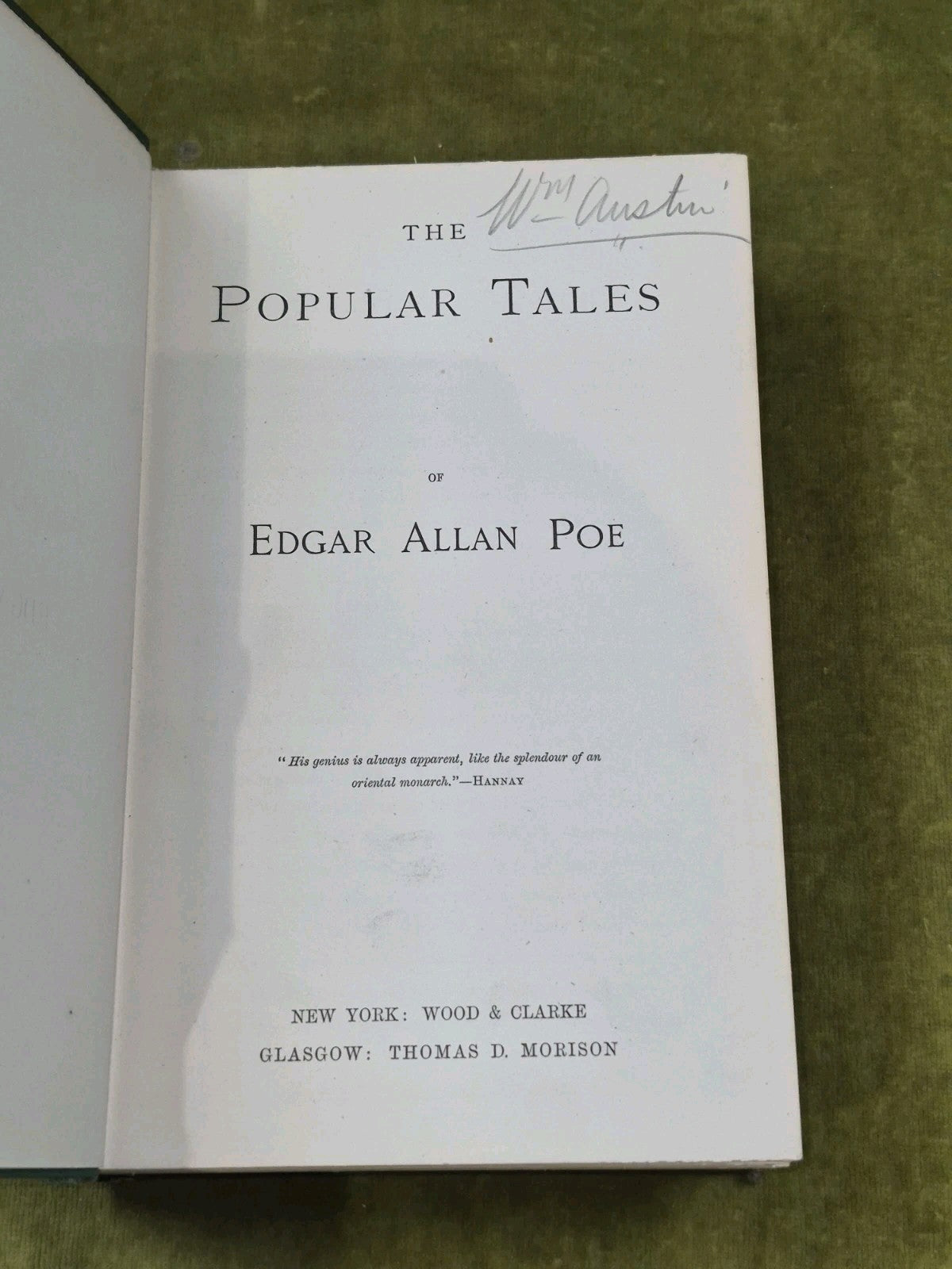 The Popular Tales of Edgar Allan Poe - Morison - Circa 18902