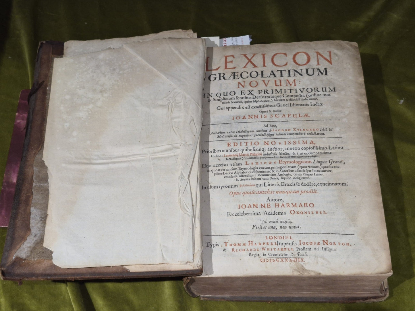 1637 Greek-Roman Lexicon - In Quo Ex Primitivorum - Ioannis Scapulae - Leather4