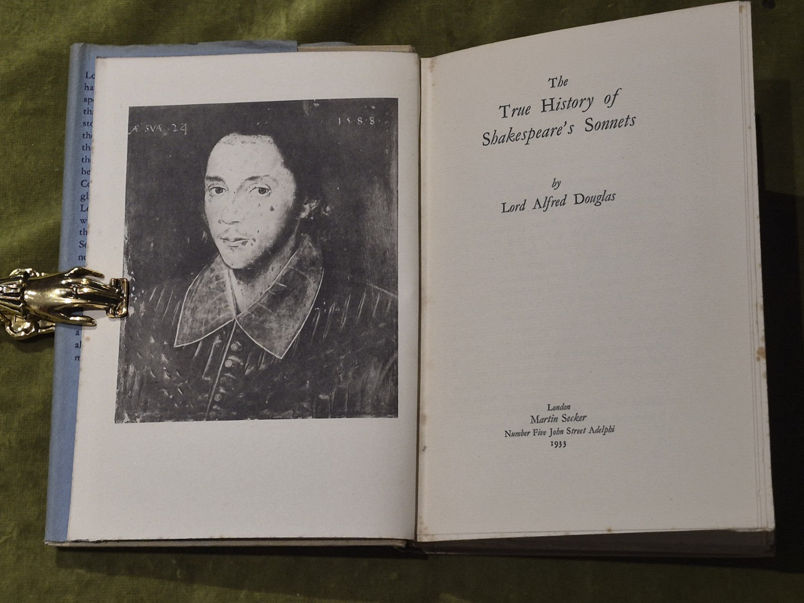 The True History of Shakespeare's Sonnets Lord Alfred Douglas 1933 1st Ed HB DJ3