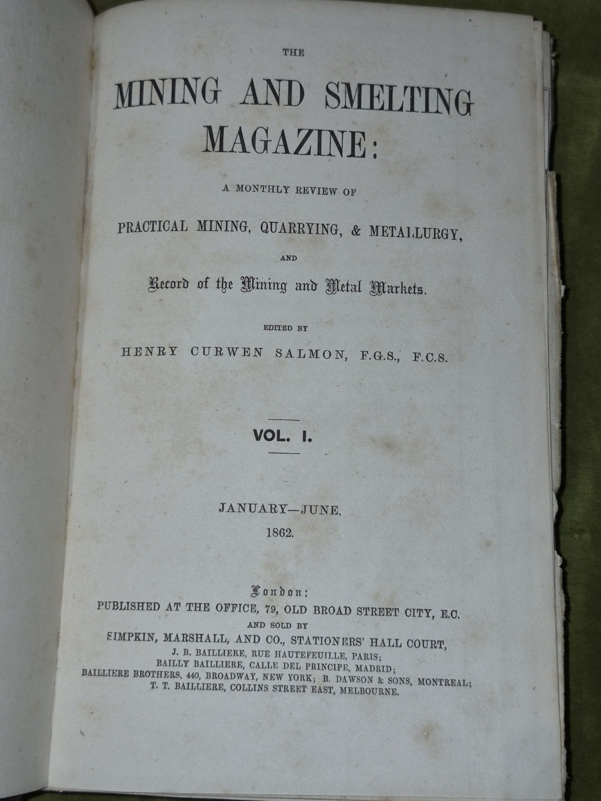 Mining and Smelting Magazine 1862 Henry Curwen Salmon Vol 1 January June4