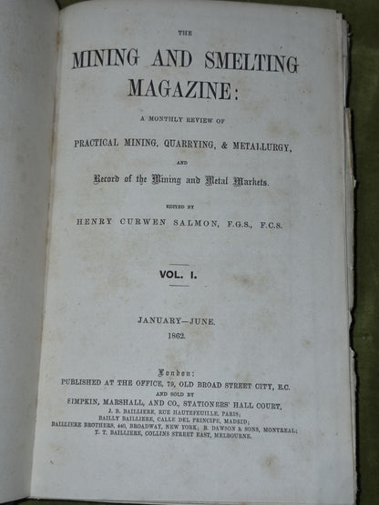 Mining and Smelting Magazine 1862 Henry Curwen Salmon Vol 1 January June4