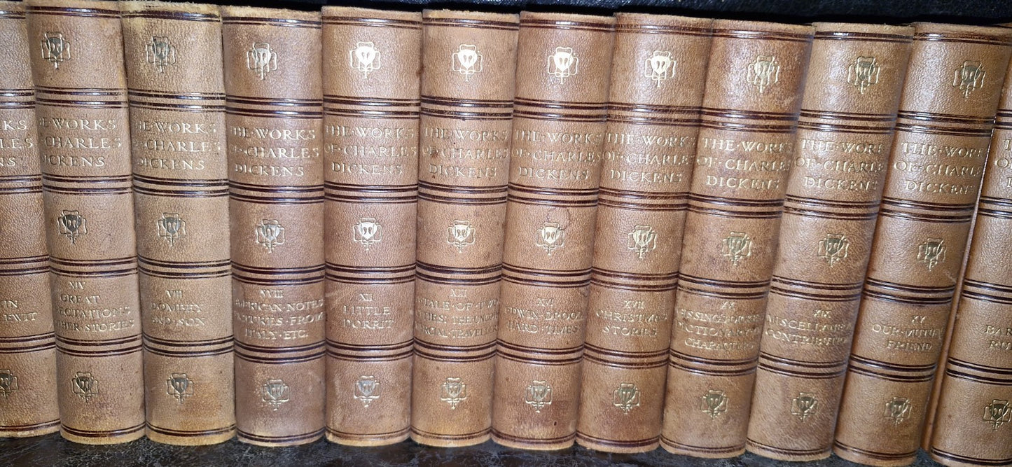 THE WORKS OF CHARLES DICKENS - 20 Volume Set In Leather GRESHAM 1912 VGC2