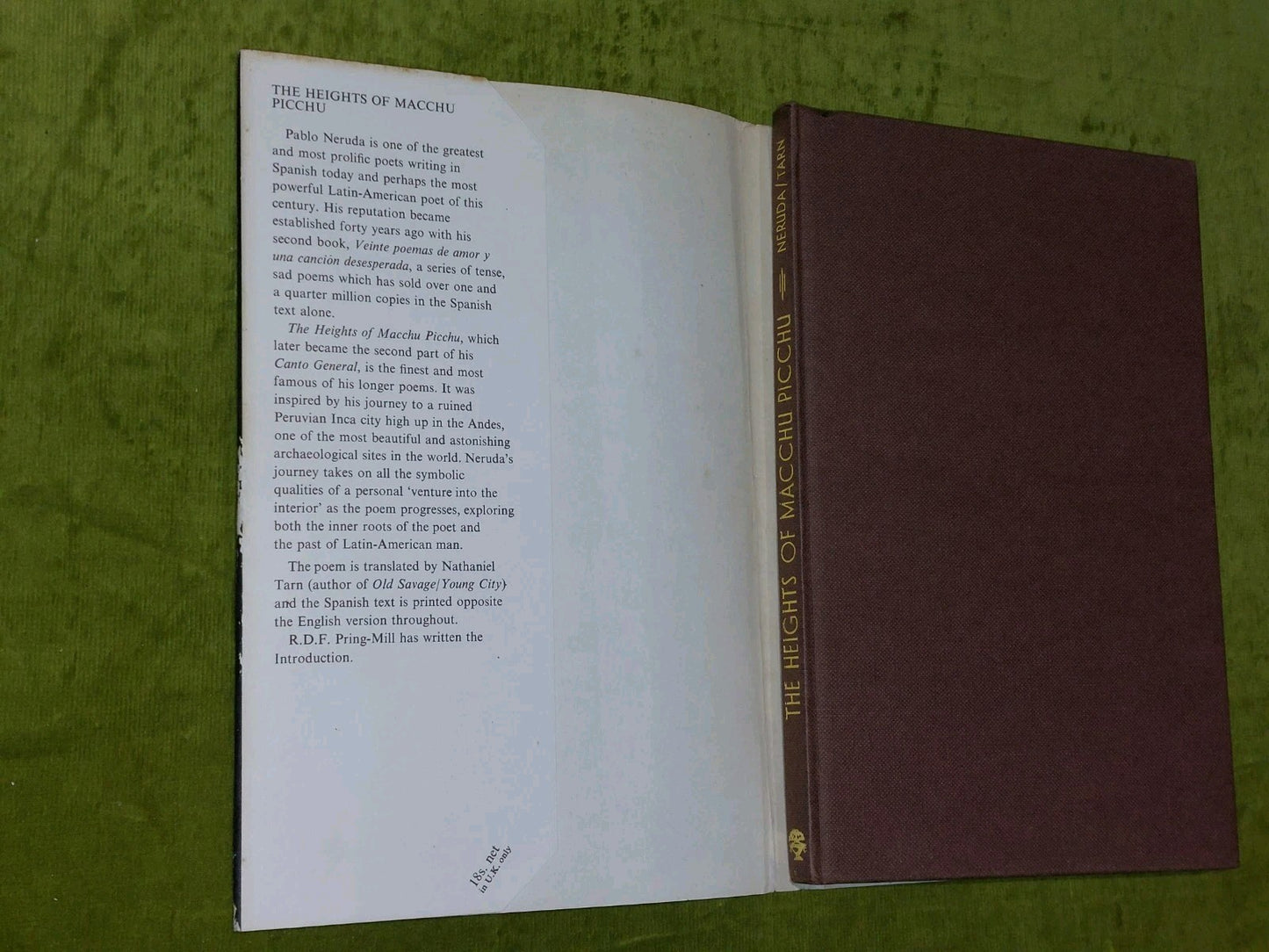 THE HEIGHTS OF MACCHU PICCHU - 1ST. BRITISH ED. BY PABLO NERUDA (1966)2