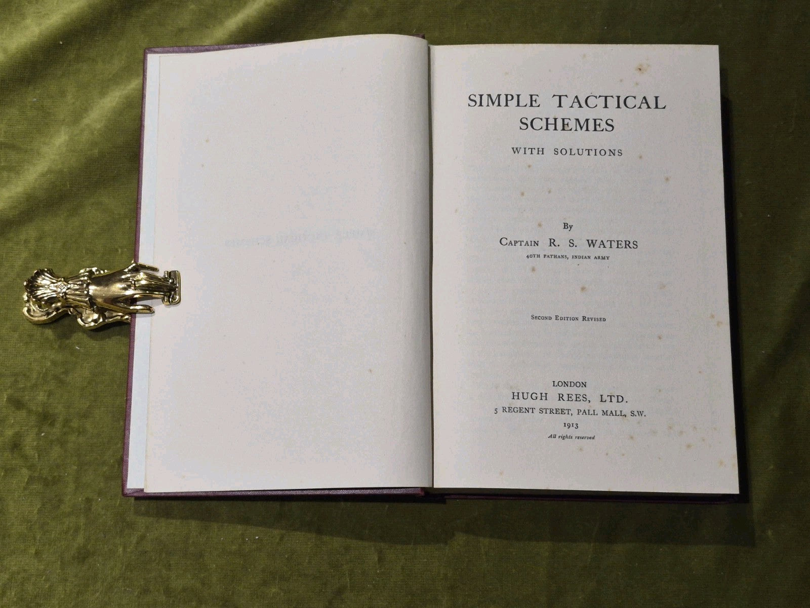 Simple Tactical Schemes With Solutions Captain R. S. Waters 1913 With Maps3