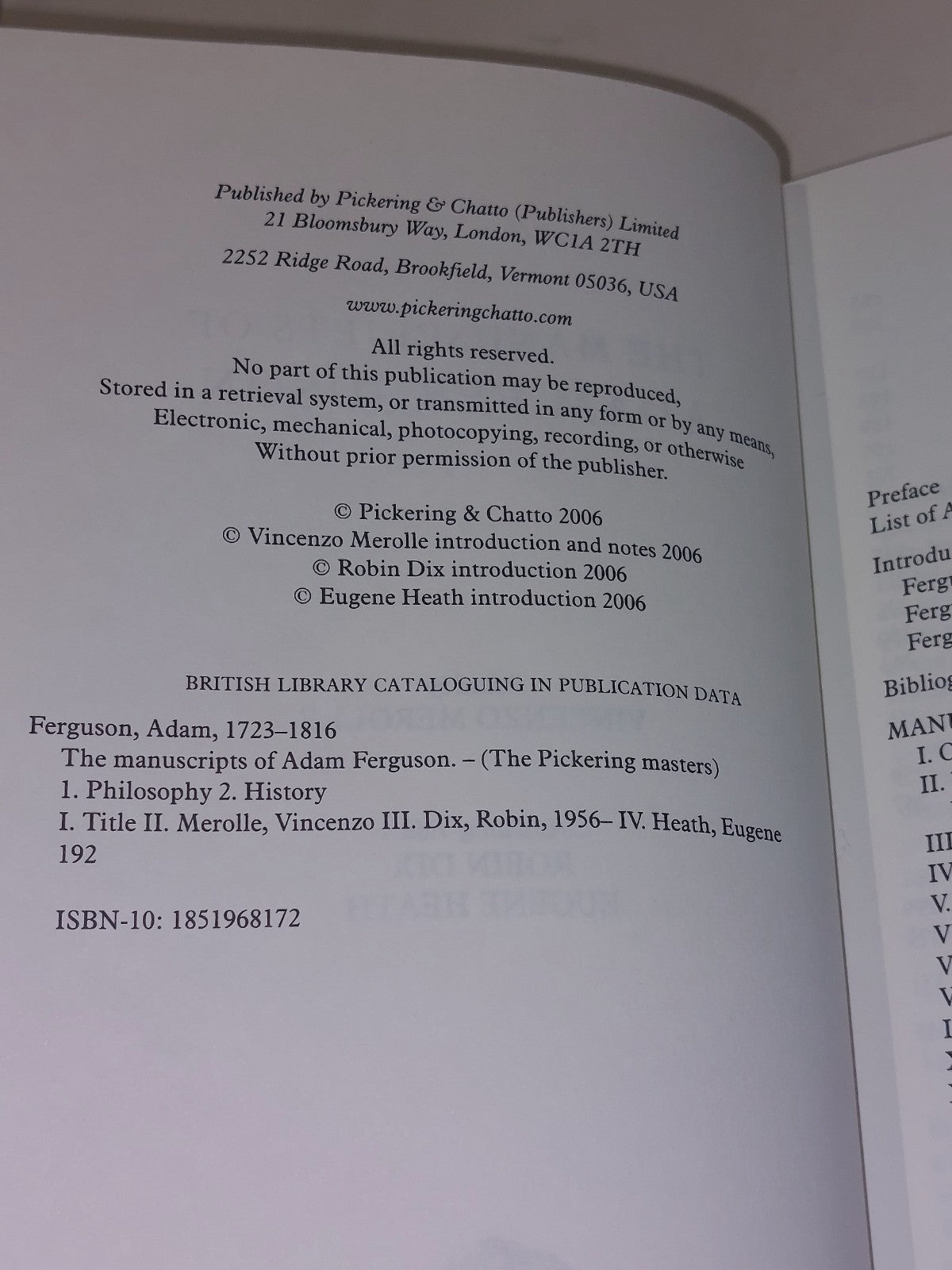 The Manuscripts of Adam Ferguson (2006) [Pickering & Chatto] V. Merolle Hb Book3