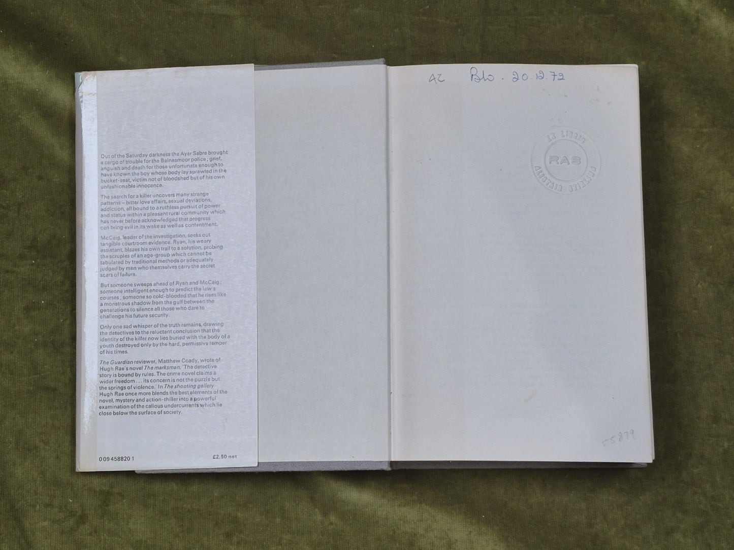The Shooting Gallery by Hugh C Rae , Constable 1972 1st HB DJ3
