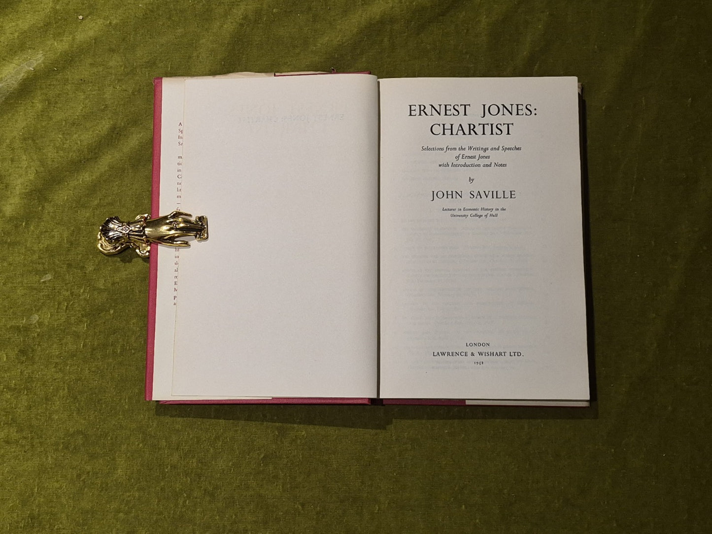 Ernest Jones : Chartist - John Saville , Lawrence and Wishart 1952 1st HB DJ5