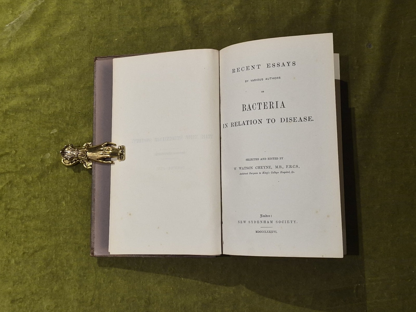Recent Essays by Various Authors on Bacteria in Relation to Disease - Cheyne 1st3