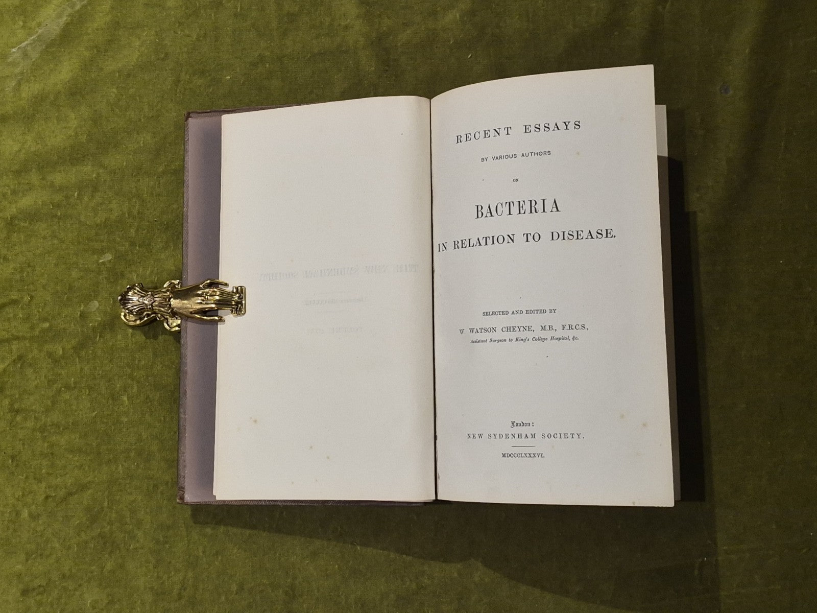 Recent Essays by Various Authors on Bacteria in Relation to Disease - Cheyne 1st3