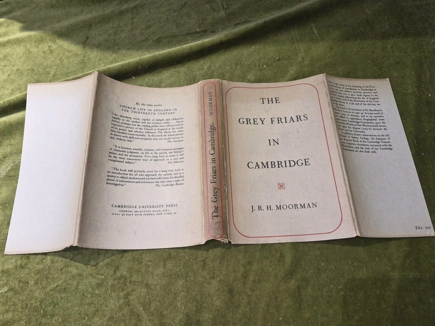 The Grey Friars in Cambridge, 1225-1538, Moorman, J R H, Good Book3