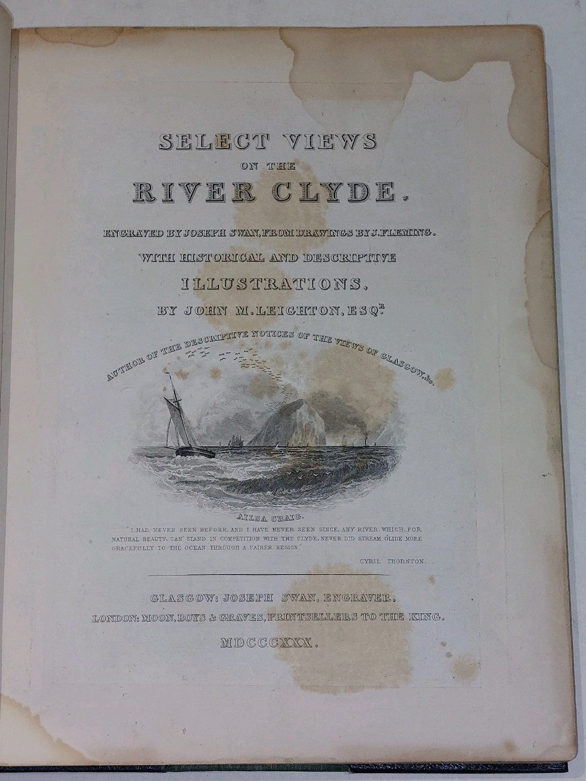 Select Views on the River Clyde Swan Leighton (1830) 1st Edition With Provenance4
