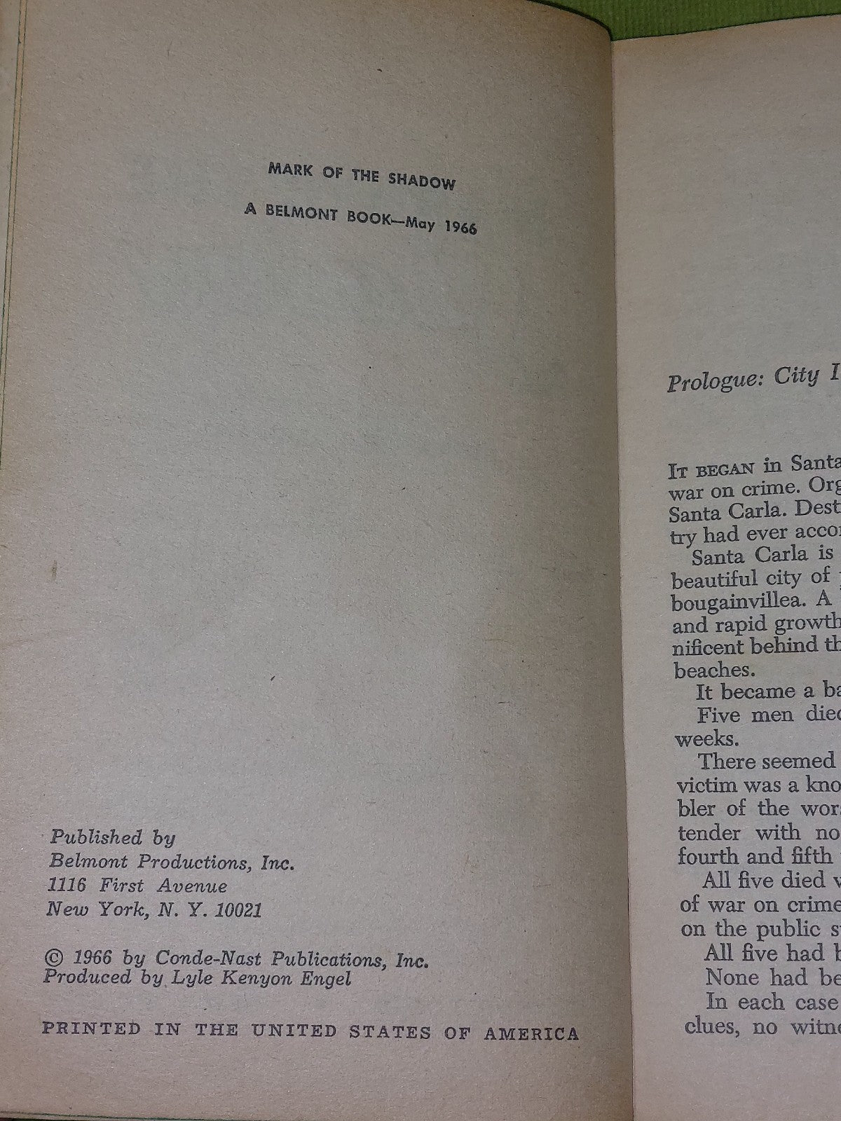 Mark of the Shadow by Maxwell Grant (1966) Belmont 5