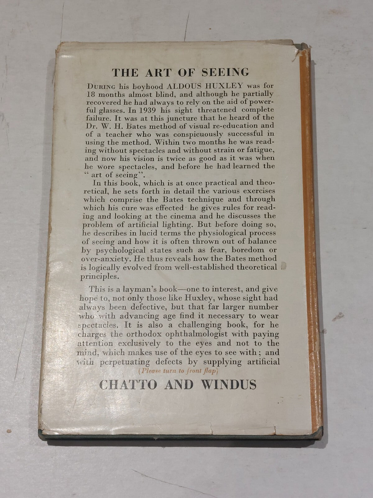 Aldous Huxley, Art Of Seeing (1943) 1st Edition, 4th Impression Hb Book With Dj1