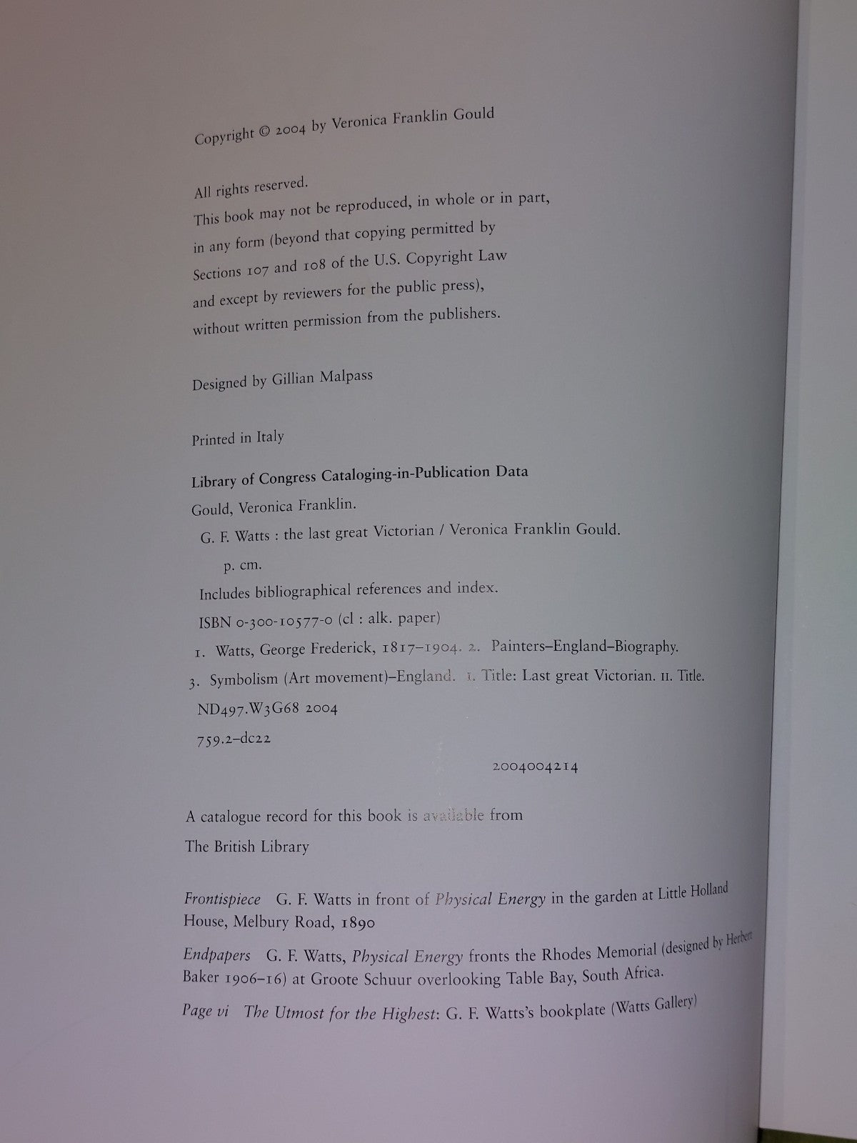 G. F. Watts : The Last Great Victorian by Veronica Franklin Gould (2004)4