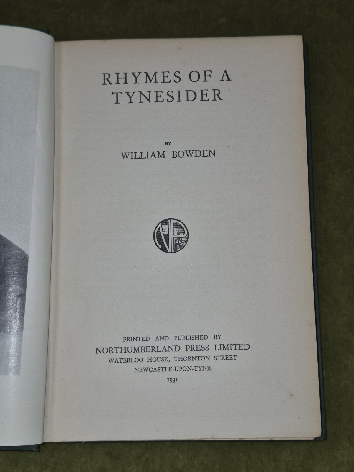 Rhymes of a Tynesider William Bowden 1931 Northumberland Press4