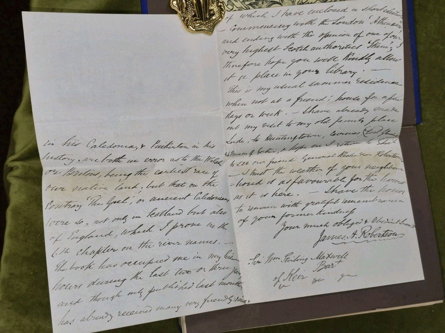 Gaelic Topography of Scotland Letter to Sir Stirling-Maxwell from Robertson 18696
