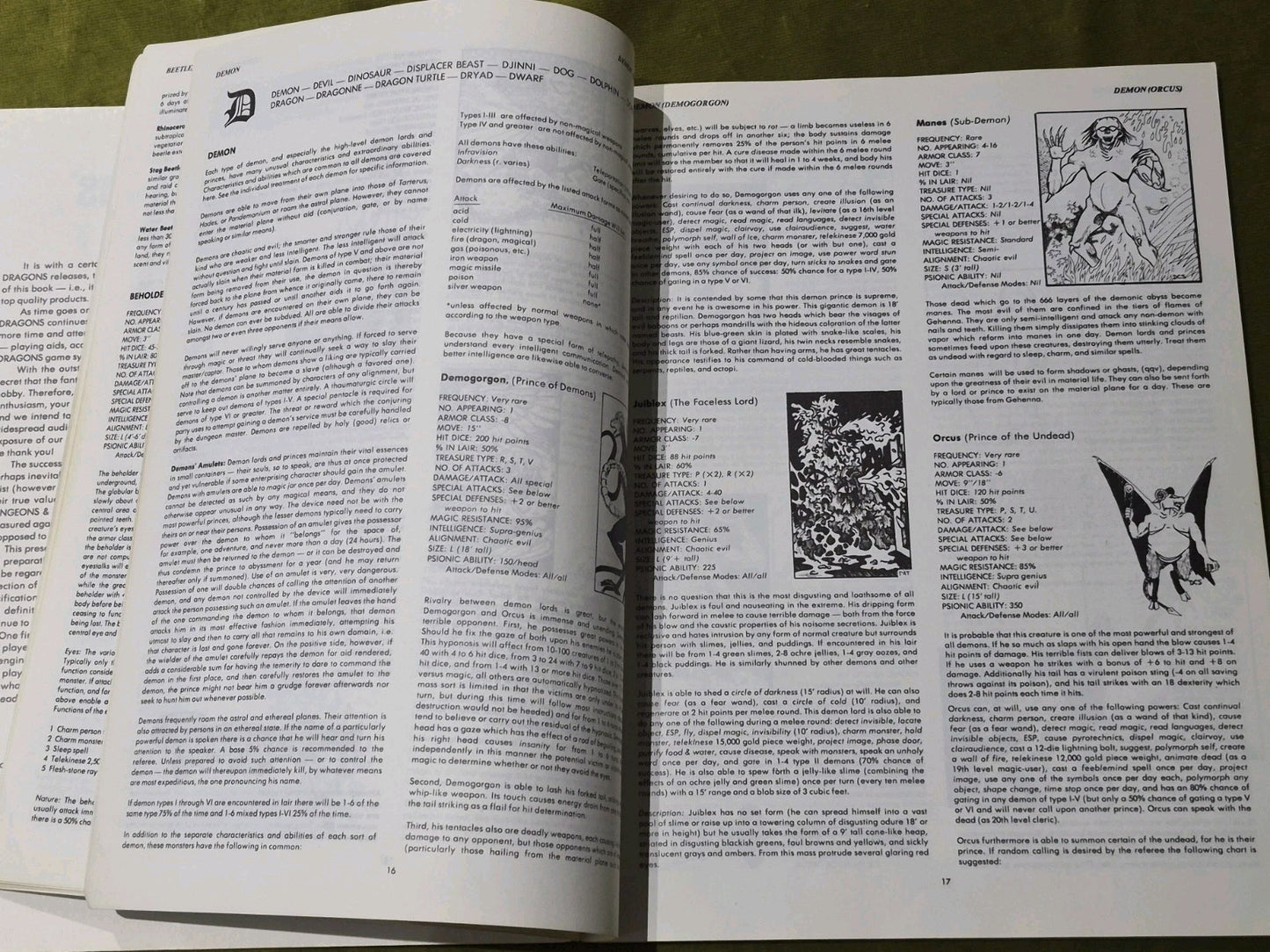 Advanced Dungeons and Dragons Monster Manual Softcover First Edition UK TSR 19773