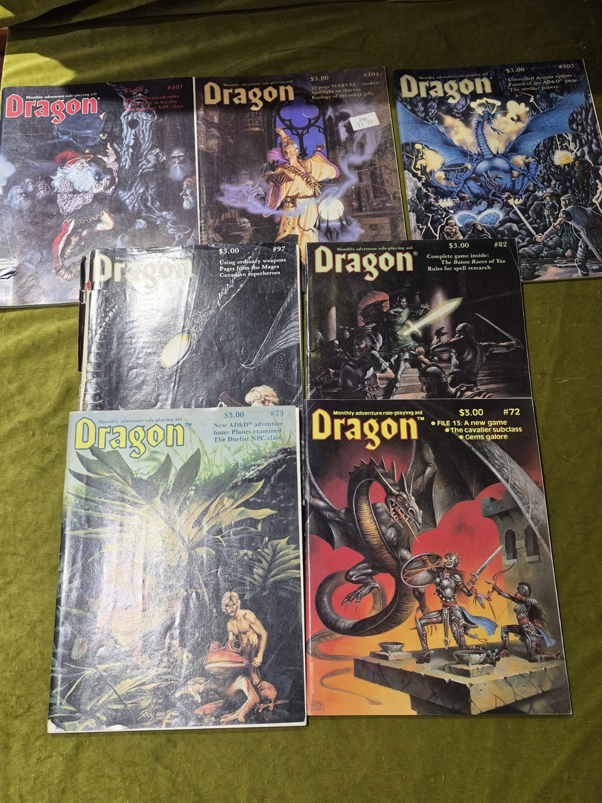 Lot Of 7 Dragon Magazines: Issues 72, 73, 82, 97,, 103, 104, 1070