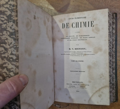COURS ÉLÉMENTAIRE DE CHIMIE. 4 Volumes In 2 Bindings. M V Regnault 3rd Ed. 185113