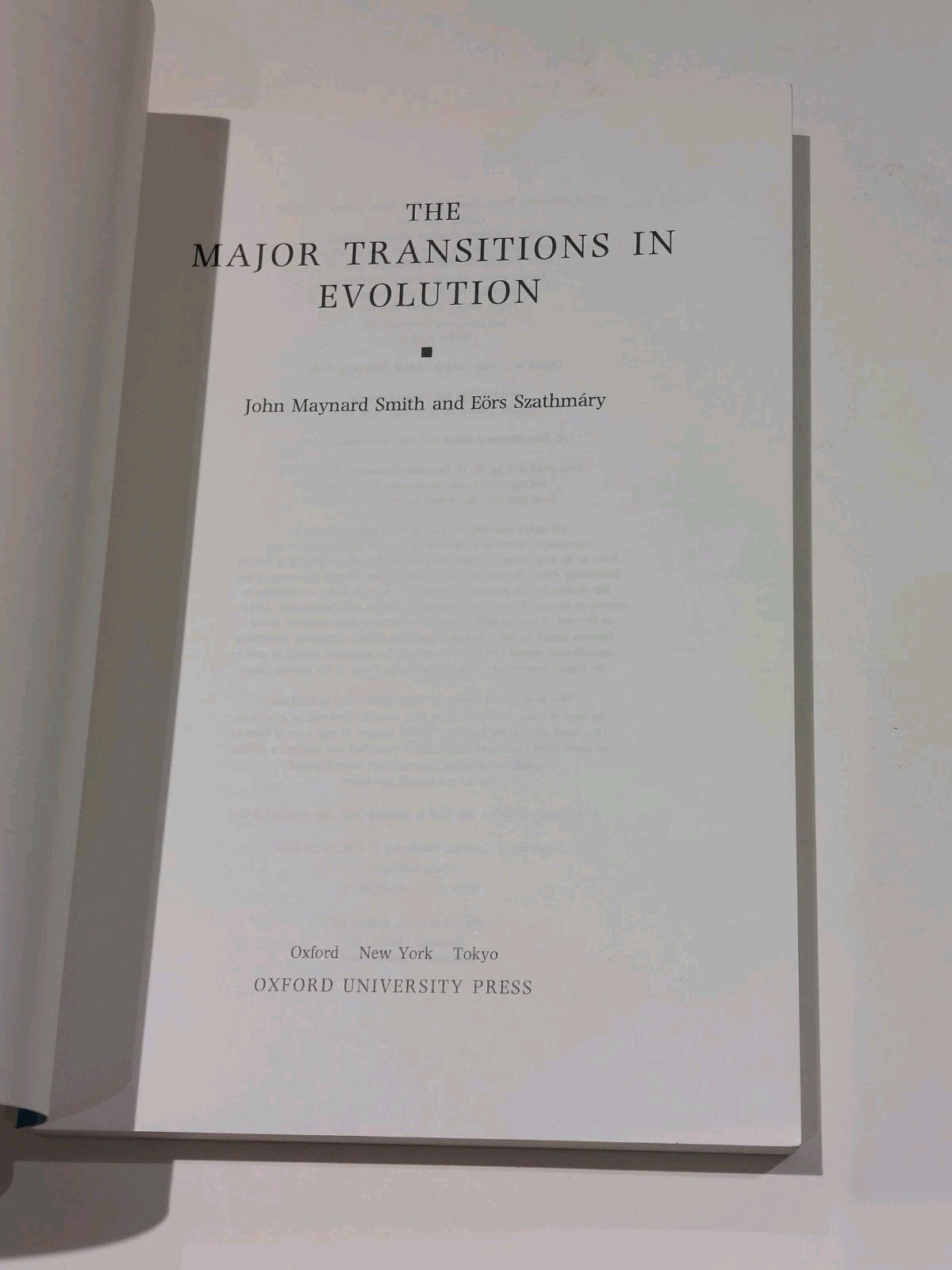 The Major Transitions in Evolution  Eors Szathmary & John Maynard Smith 1997 Pb3