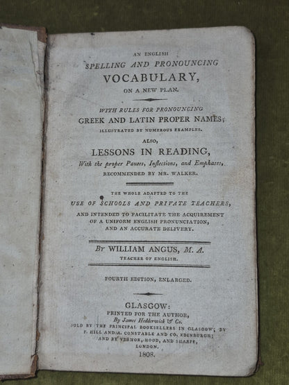 English Vocabulary William Angus Greek and Latin Glasgow 1808 3