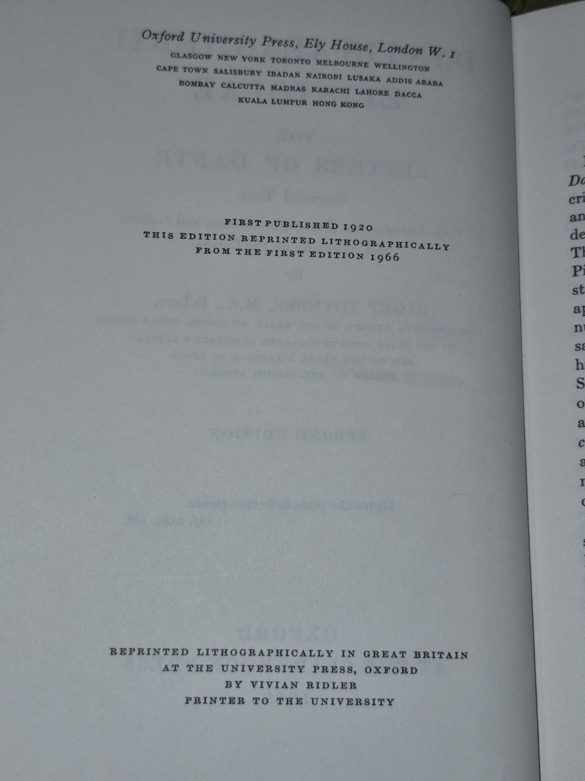 Dantis Alagherii Epistolae: The Letters of Dante (1966 Second Edition) Oxford6