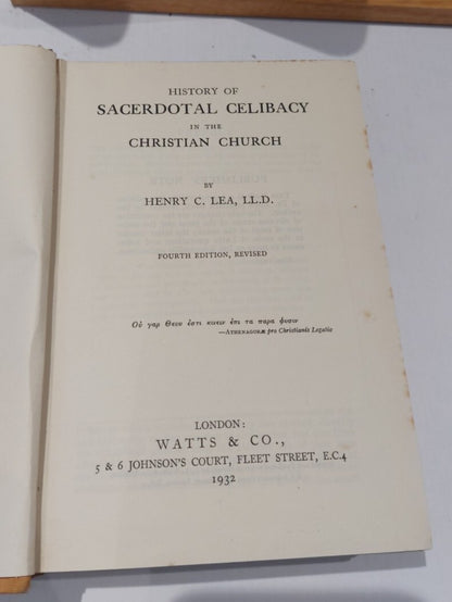 History Of Sacerdotal Celibacy In The Christian Church By Henry Lea, 19323