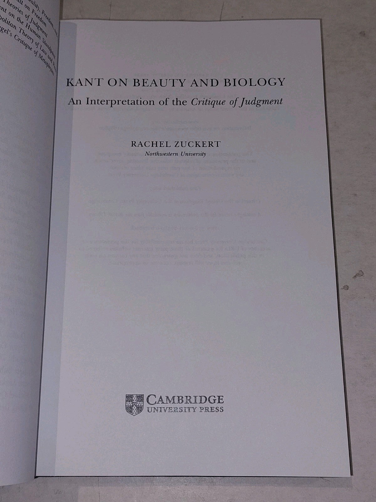 Kant on Beauty Biology: An Interpretation Critique Judgment By Rachel Zucket Pb3