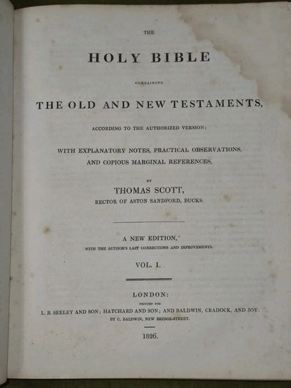 Thomas Scott's Bible Commentary Old and New Testaments 1826 Seeley 6 Volume Set13