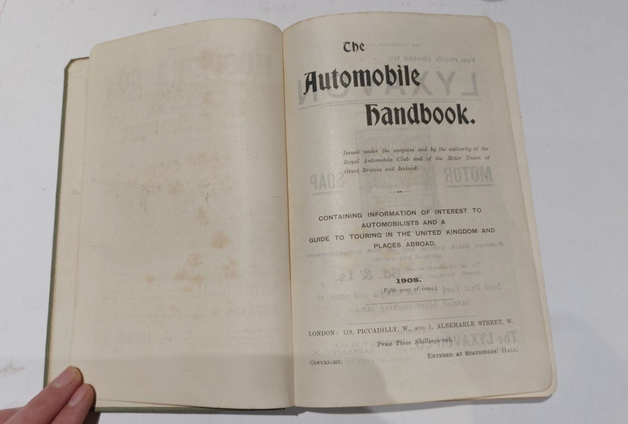 Early 20th Century Book  The Automobile Handbook [1908]2