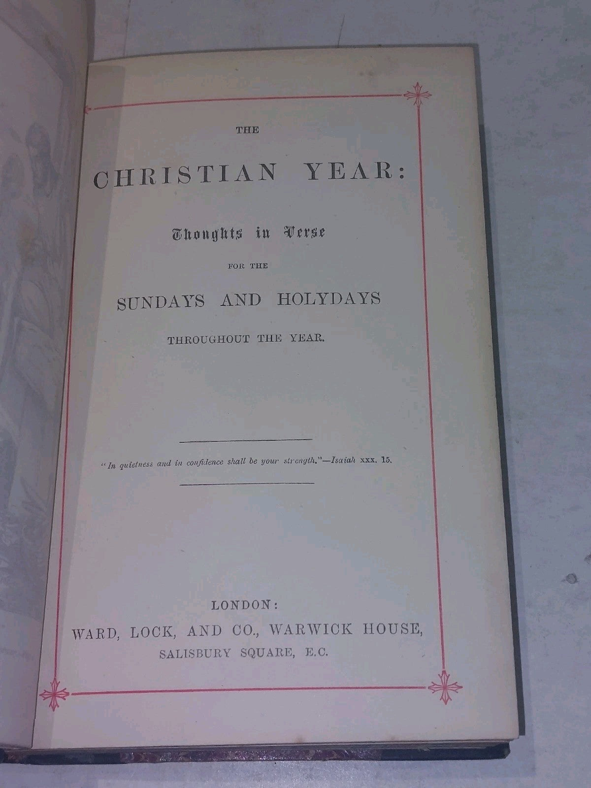 The Christian Year Thoughts In Verse for the Sundays & Holydays.. Leather bound 3