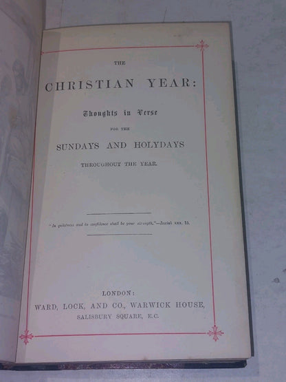 The Christian Year Thoughts In Verse for the Sundays & Holydays.. Leather bound 3