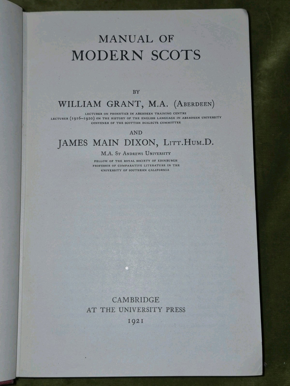 Manual of Modern Scots (1921) William Grant James Main Dixon Cambridge3
