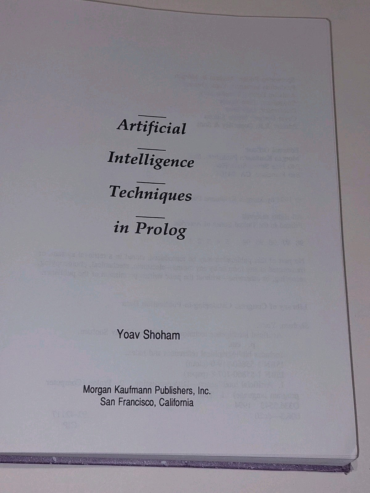 Artificial Intelligence Techniques In Prolog By Yoav Shoham (1994) Hb Book5