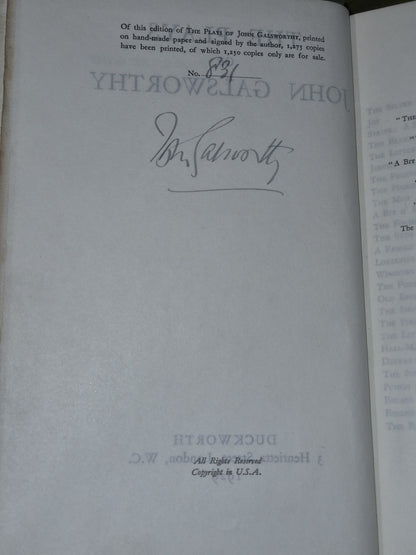 The Plays of John Galsworthy  (Ltd Ed, Signed) 19299