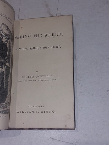 Seeing the World, a Young Sailor's Own Story By Charles Nordhoff, leather Book3