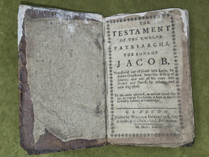 The Testament of the Twelve Patriarchs the Sons of Jacob 1763 Glasgow Apocyrpha3